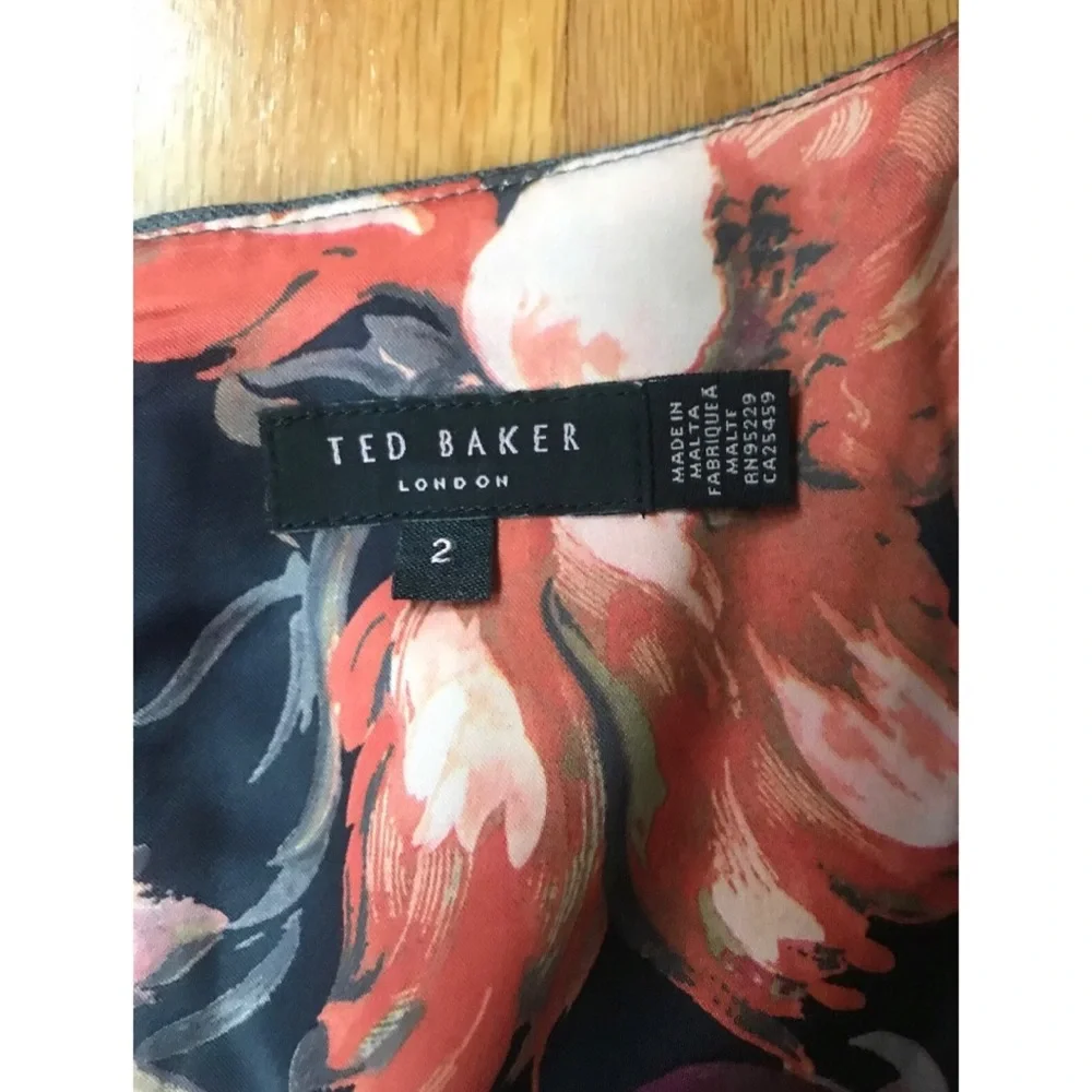 Ted Baker London Gray Midi Dress with Floral Detail - Picture 3 of 7